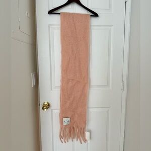 COS Pink Fringe Brushed-Mohair Scarf